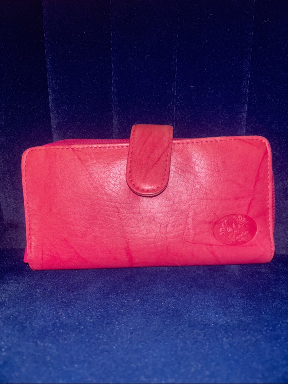 Buxton Red Zip-Around Women's Wallet with Snap Tab